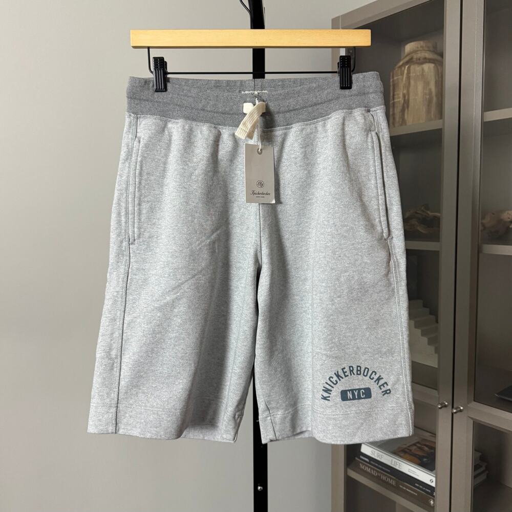 Knickerbocker Grey Logo Collegiate Shorts XL NEW Blue Cotton Bermuda Sweatshort